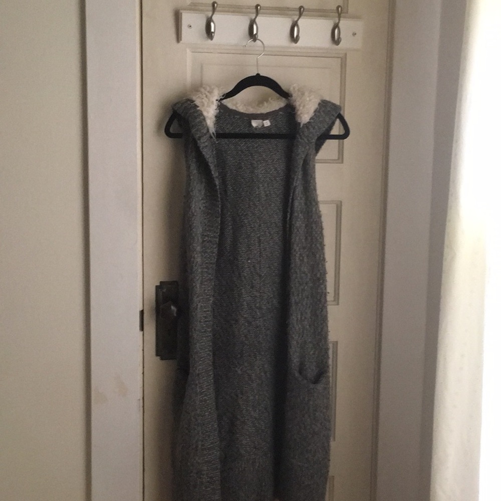 Gap Sherpa Sweater vest long in grey